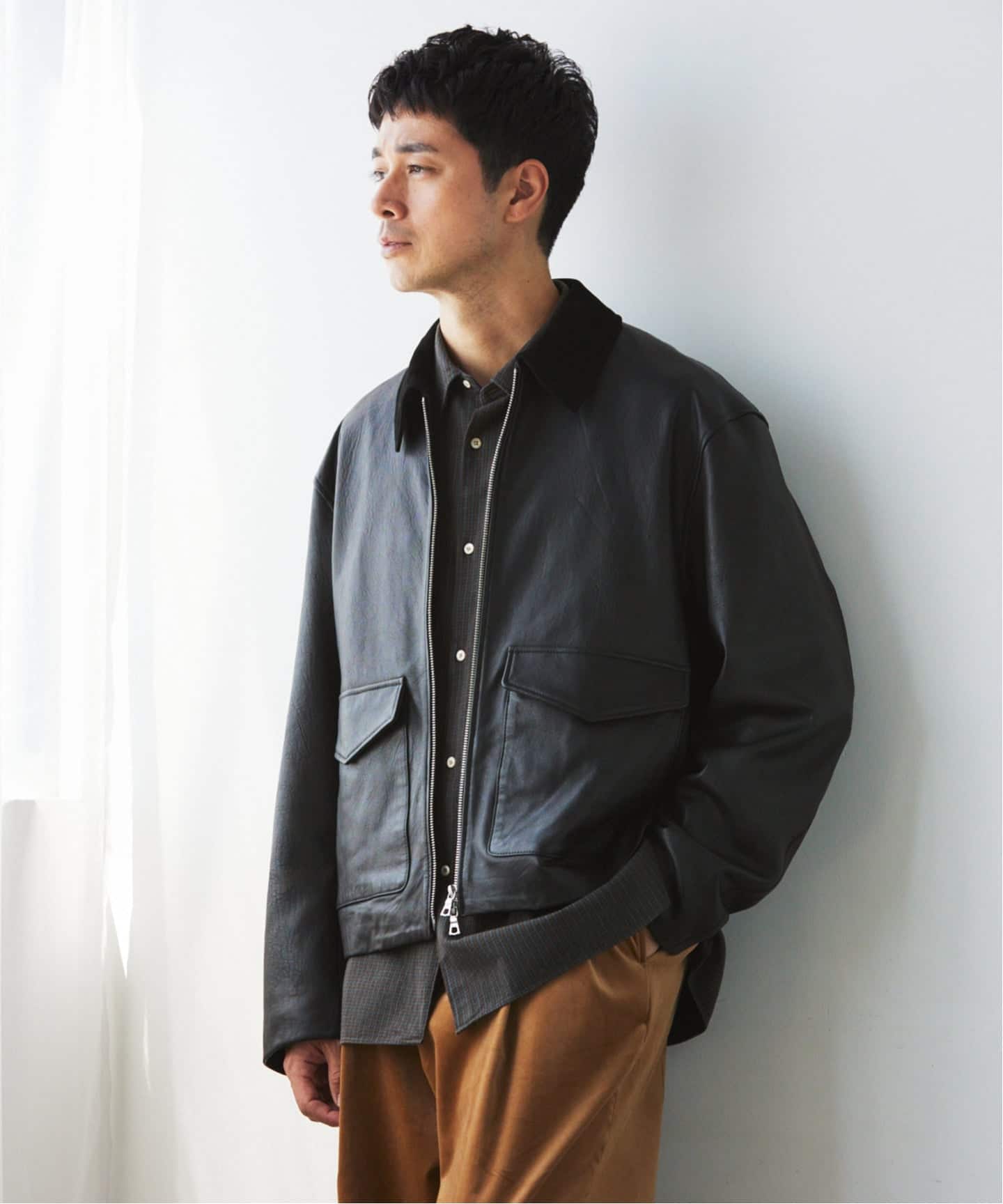 LA BOUCLE (ラブークル) LAMB LEATHER FLIGHT ジャケット（レザー