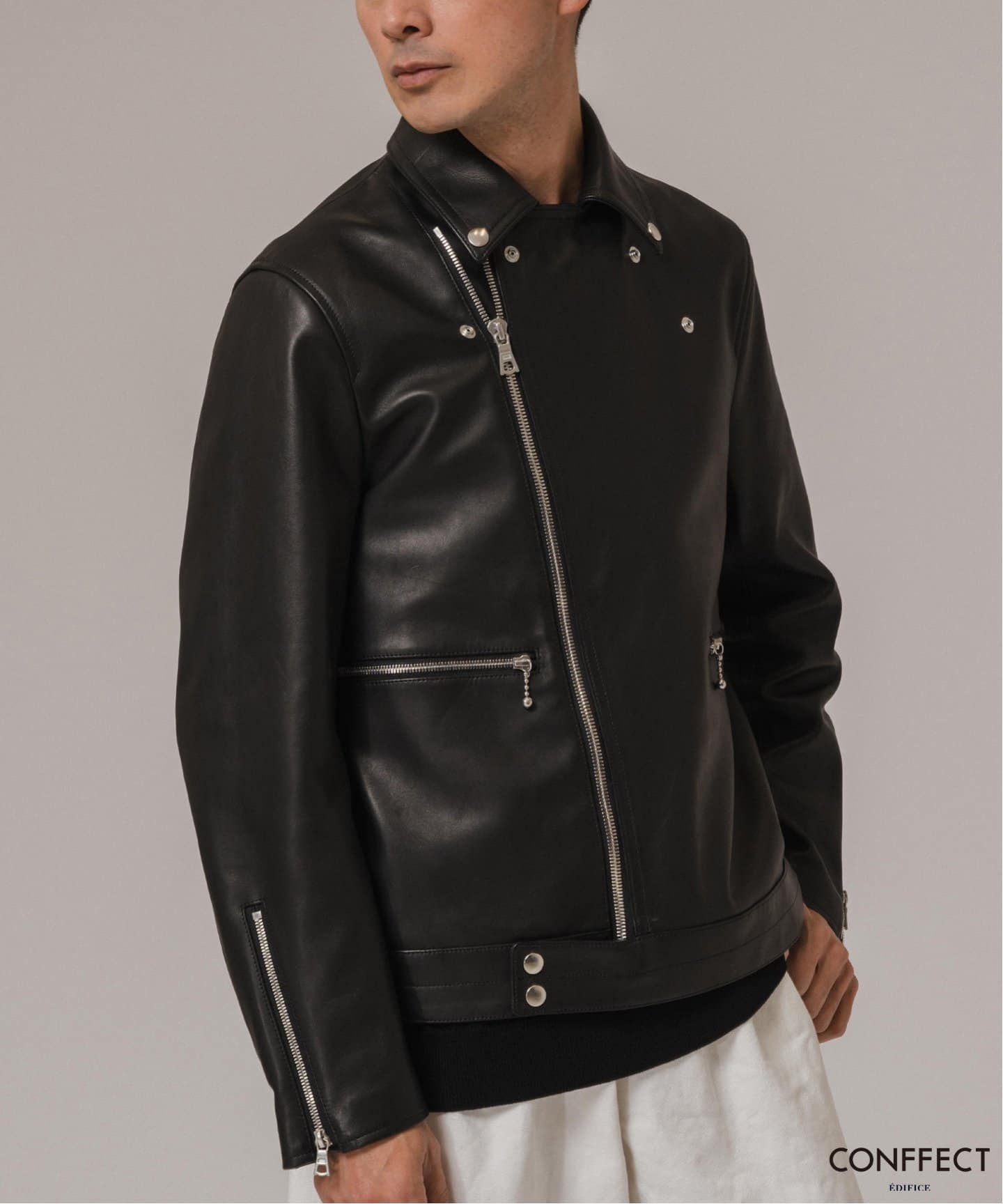 EDIFICEエディフィス レザー ライダース ジャケット ブラック Lサイズ
