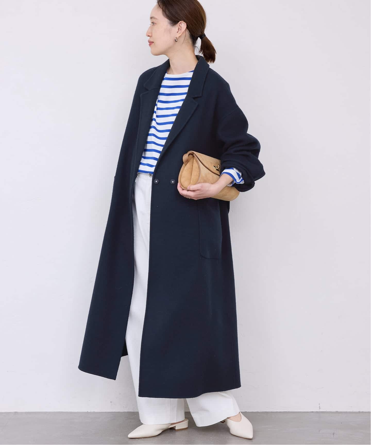 souple wool ダブルフェイスロングコート（チェスターコート）｜SLOBE