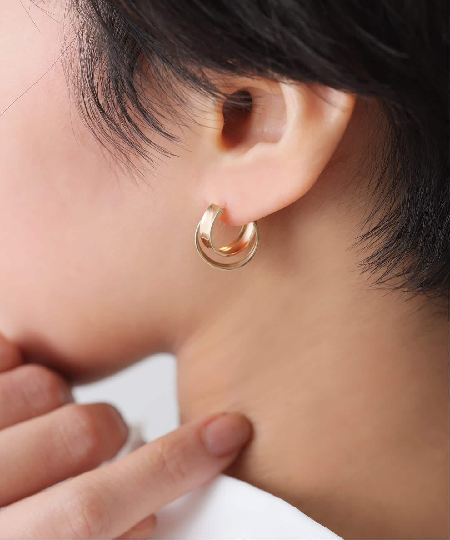 ワイドラインクロスフープピアス K10（両耳）（ピアス（両耳用