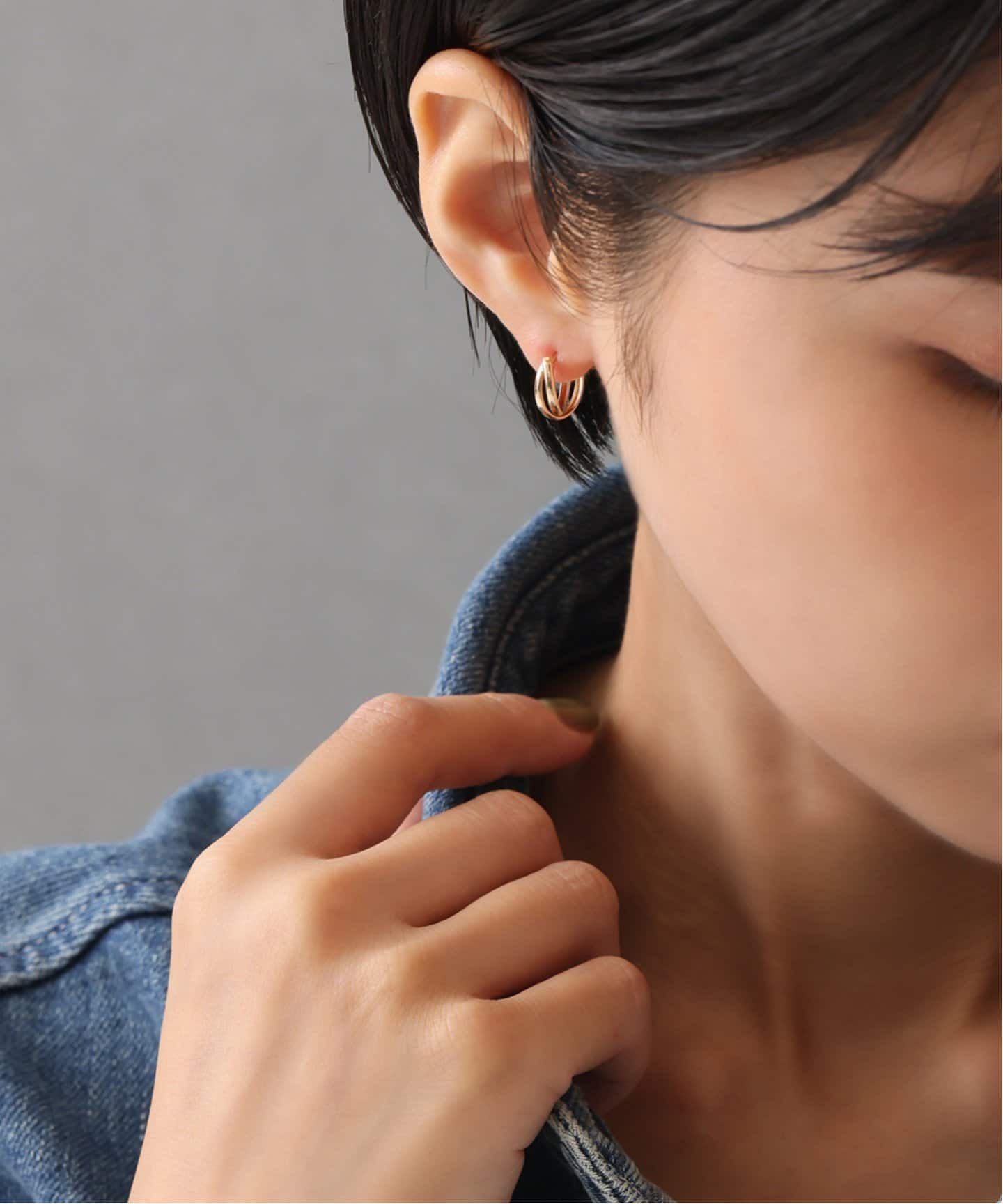 2ラインクロスバーピアス K10(両耳)（ピアス（両耳用））｜Lilas（リラ