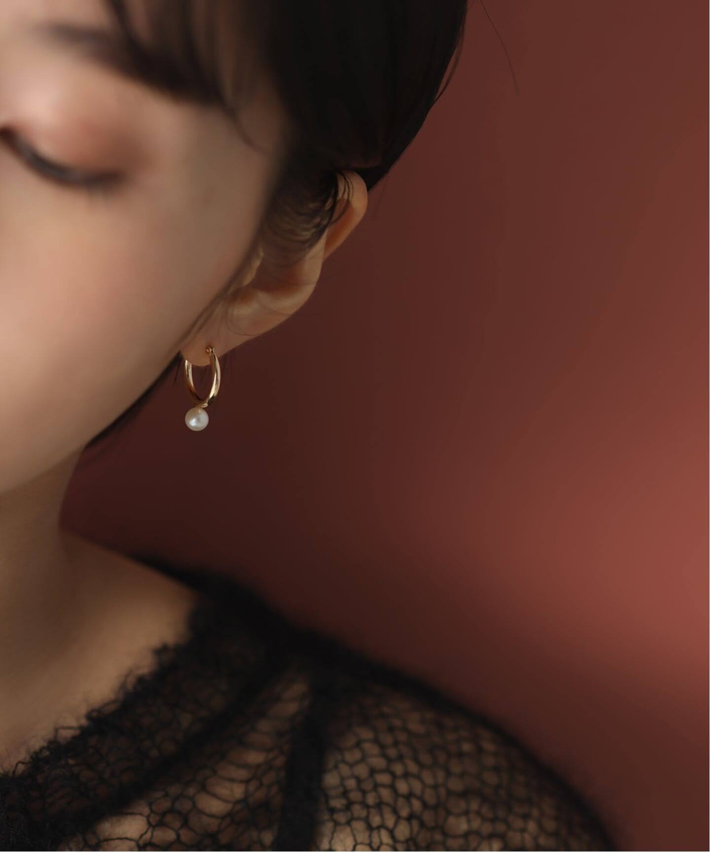 WEB限定予約》パールフープピアスL K10（両耳）（ピアス（両耳用