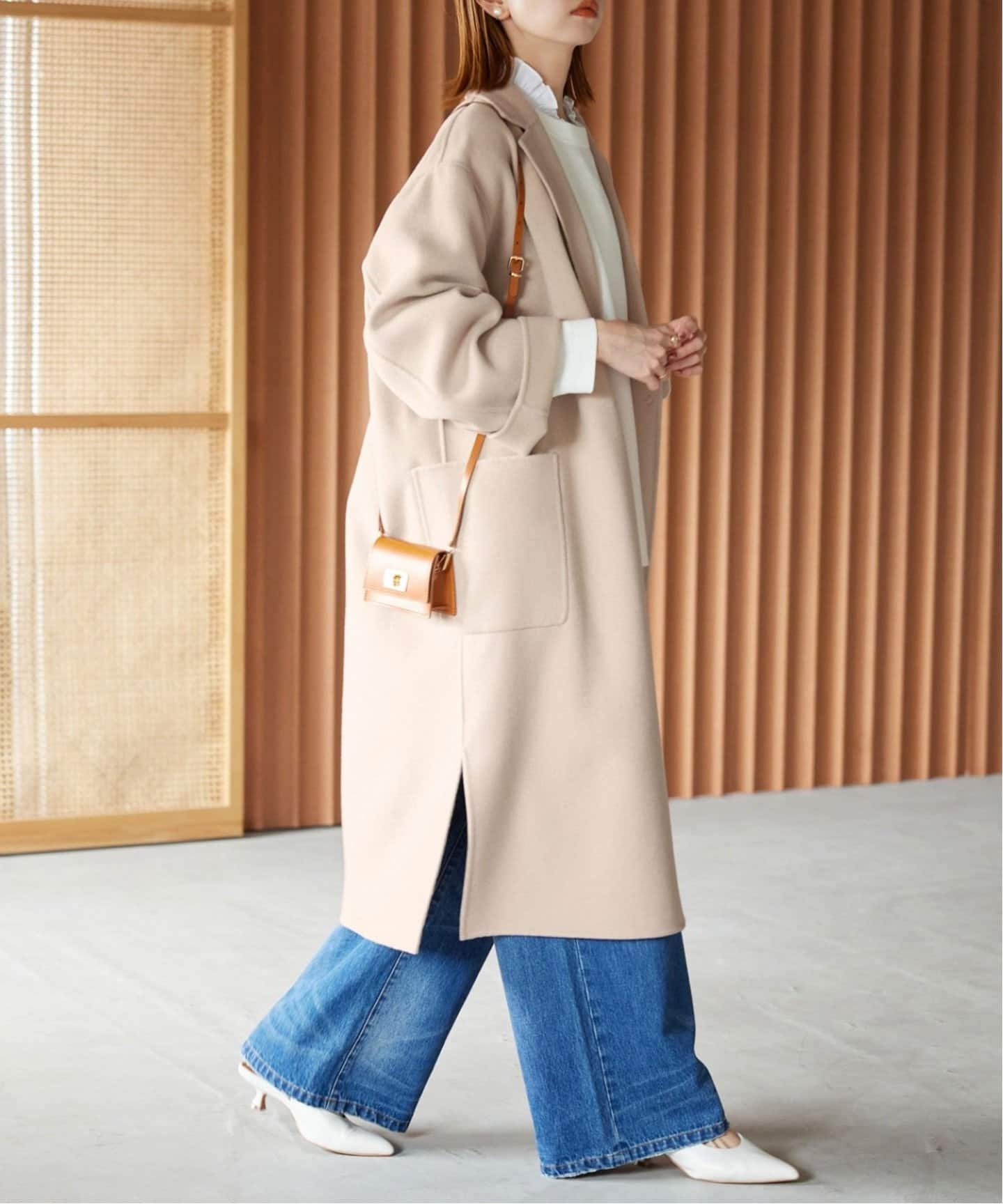 スローブイエナハミルトンダブルフェイスロングチェスターコートグレー36