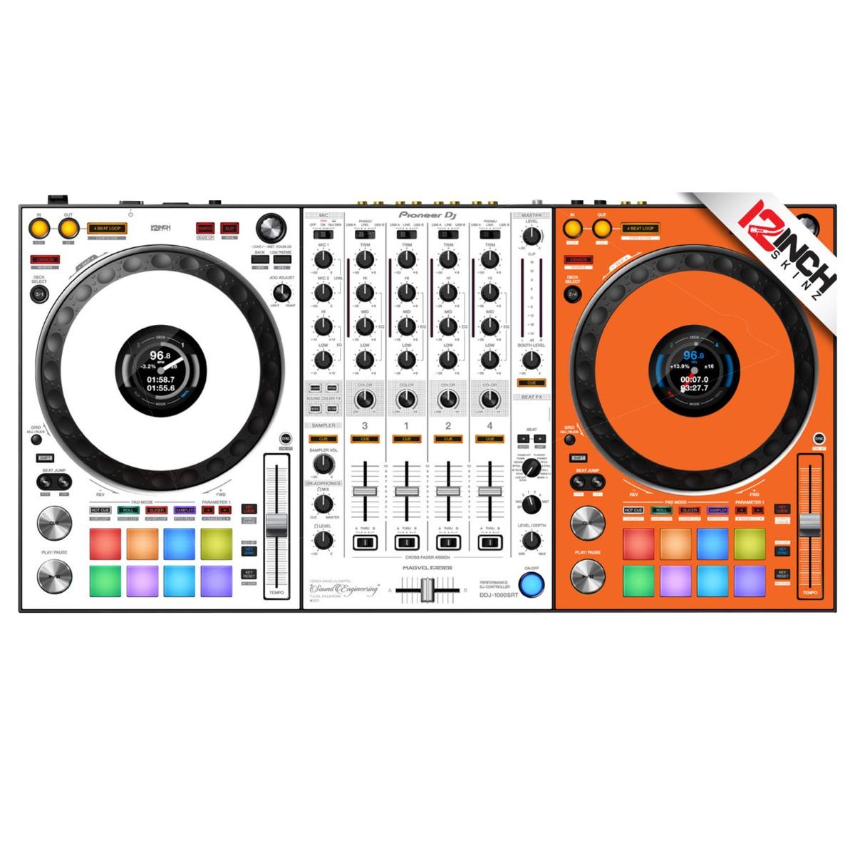 12 Inch Skinz DDJ-1000SRT Orange & White Overlays | IDJNOW