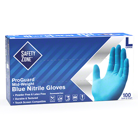 Safety Zone ProGuard™ Blue Nitrile Powder Free Exam Glove - Large