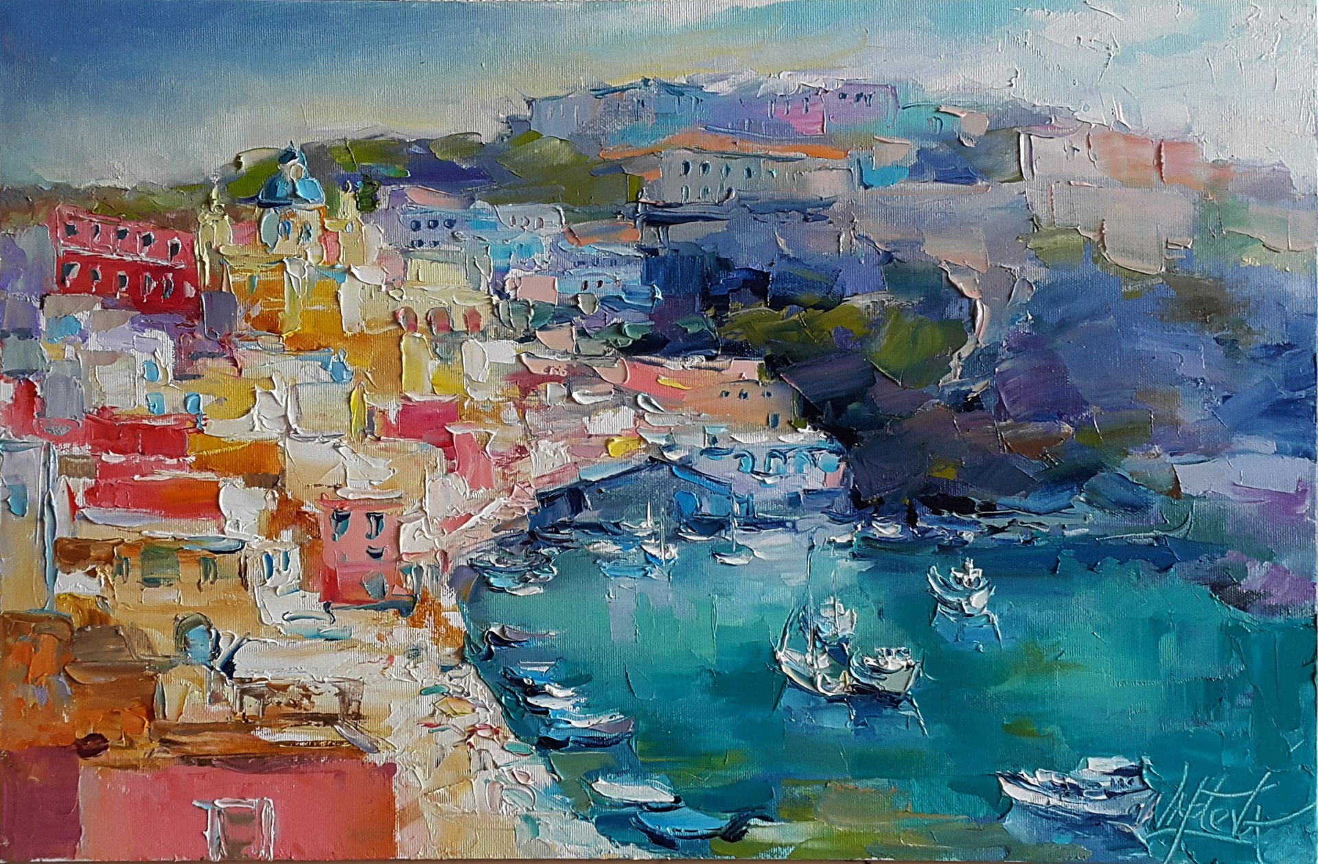 Procida Trip to Italy Painting by Viktoria Lapteva