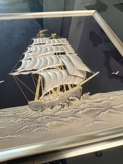 TAKEHIKO 武比古 SILVER999 純銀 Clipper Ship 純銀 額 帆船 6号