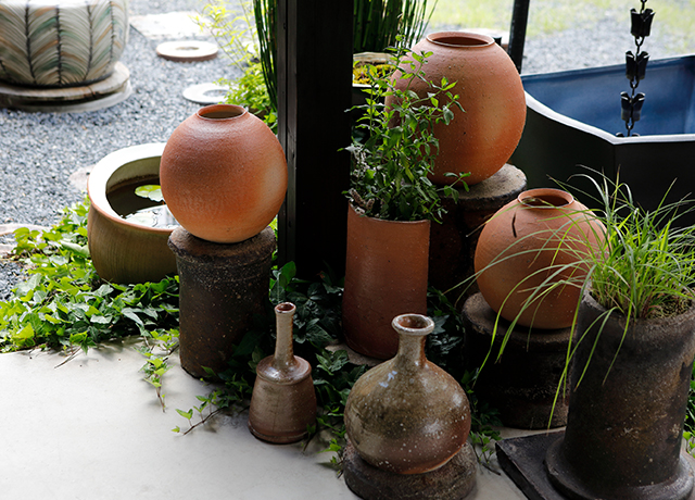 人気作家 眉山窯 沖康史作 焼締 信楽 土瓶形 花入れ 花瓶 オブジェ