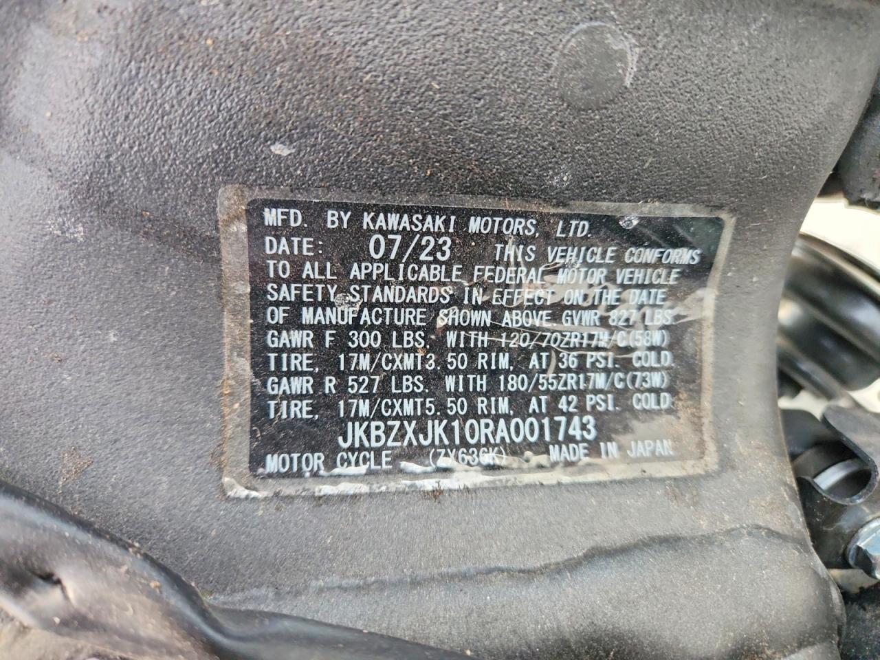 2024 Kawasaki ZX636 K For Sale in Littleton, CO. Lot #74851***