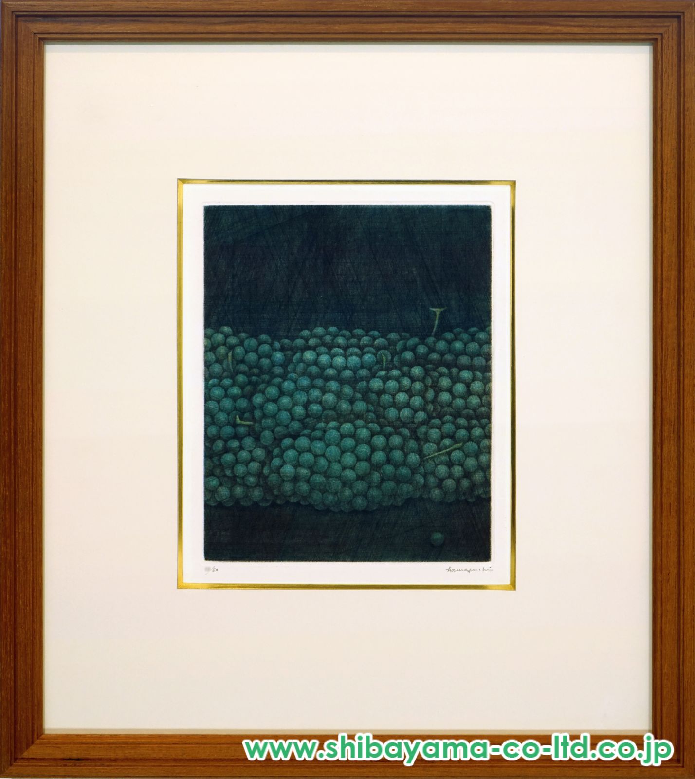 浜口陽三作品（緑と紫のぶどう）【配送日条件あり】 浜口陽三作品（緑