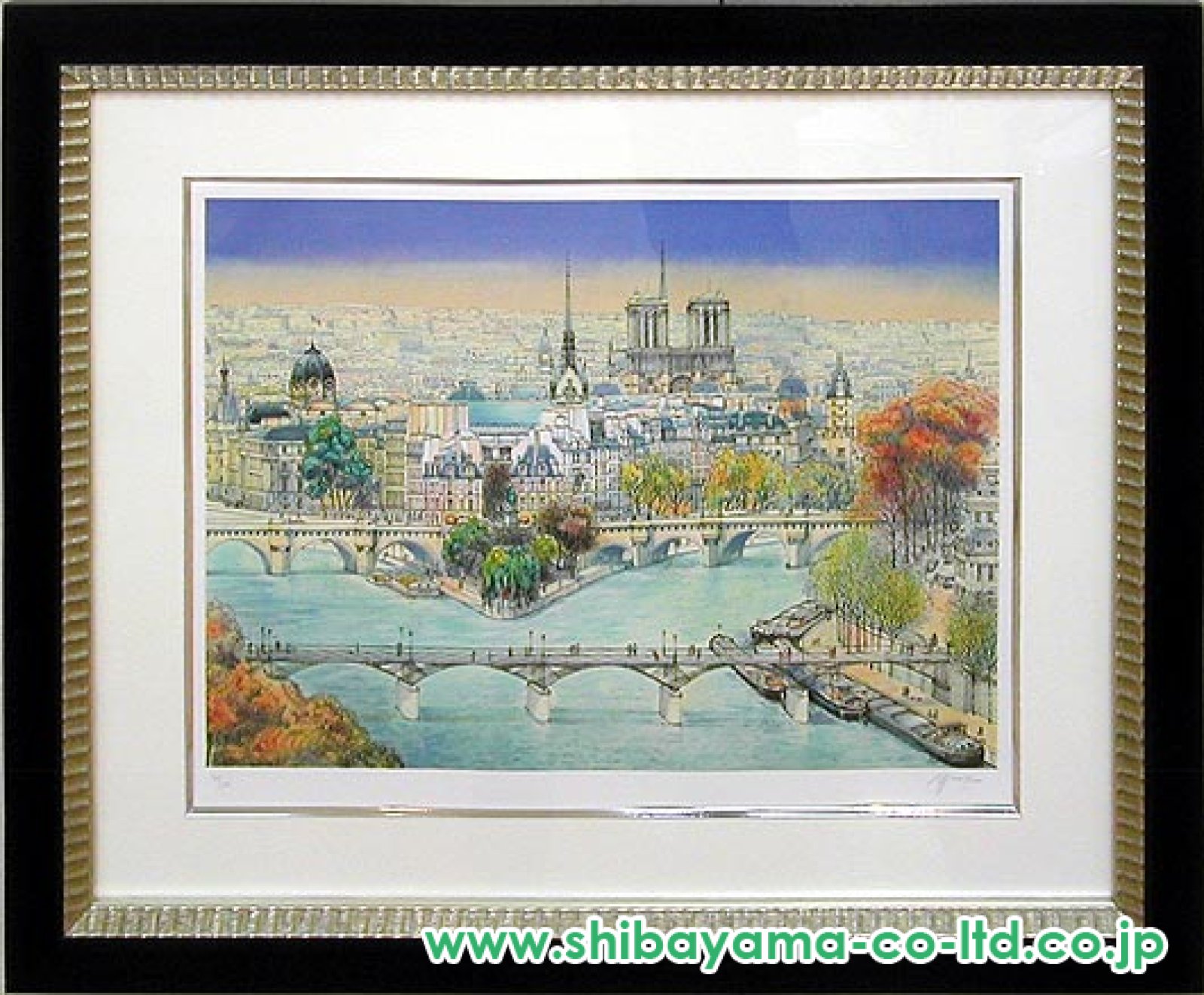 リトグラフ 画家ラフルスキー作品 モナコの宮殿 鉛筆直筆ナンバー