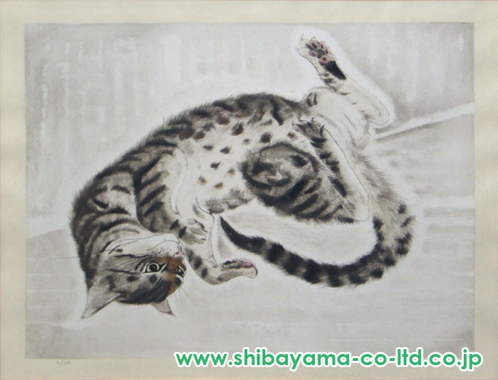 藤田嗣治 猫 銅版画 シャーマンコレクション 藤田嗣治 「猫」銅版画