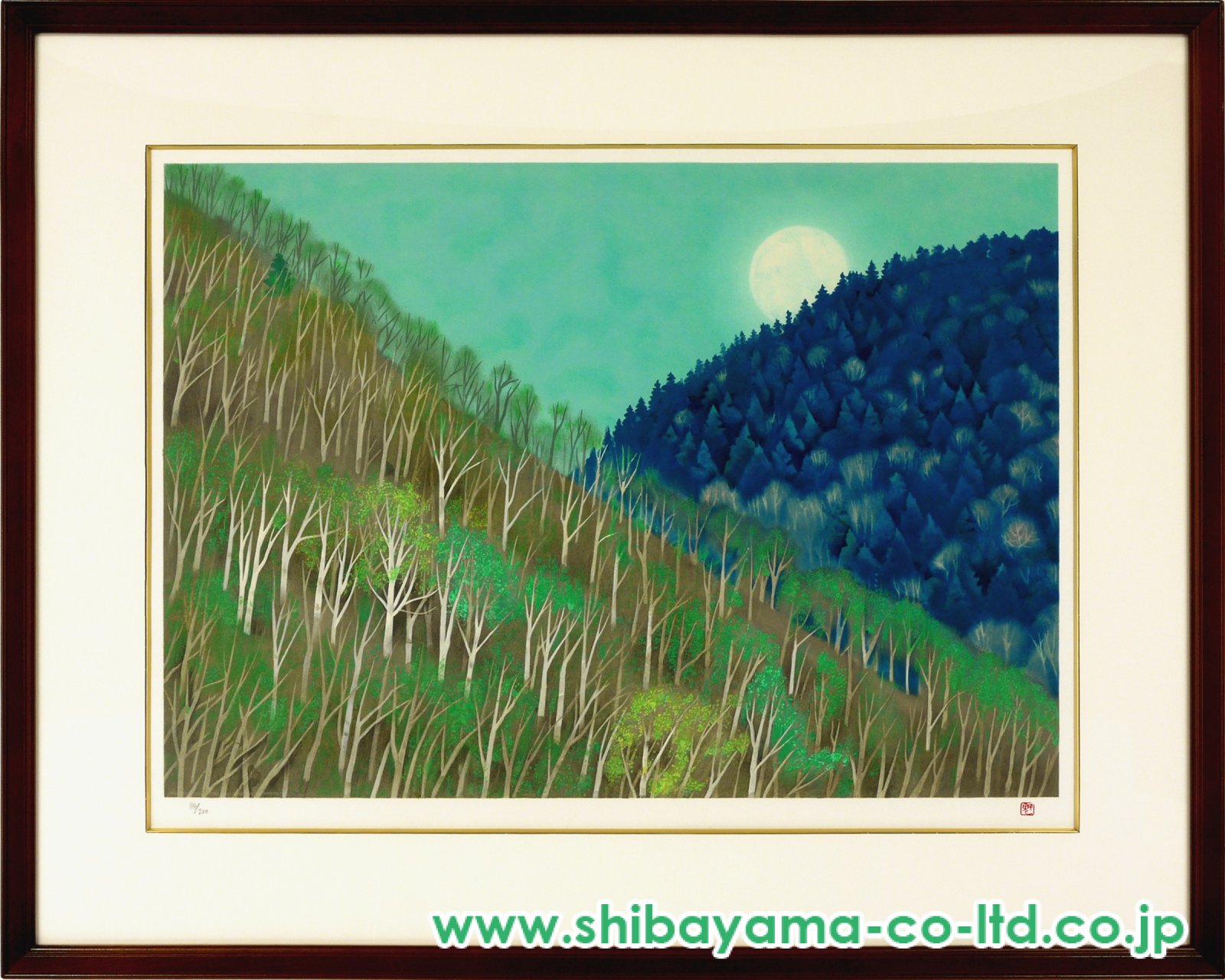 絵画 肉筆手描き 風景 東山魁夷「月篁」 サイン M10サイズ 額装済み