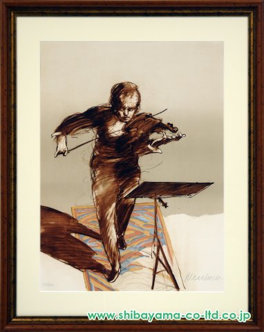 クロードワイズバッシュ リトグラフ サイン入り バイオリン 絵