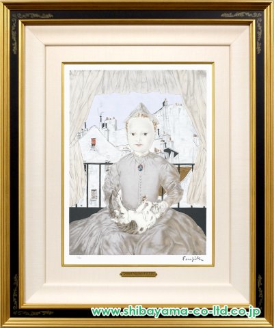 藤田嗣治「猫を抱く少女」シルクスクリーン :: 絵画買取・販売 - シバヤマ