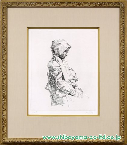 小磯良平 銅版画 エッチング 女のプロフィール 小磯良平 銅版画
