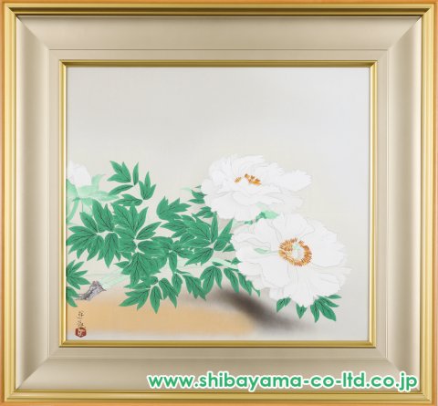 小倉遊亀 「牡丹」 木版画 刷り込みサイン・作品証明シール有り 小倉