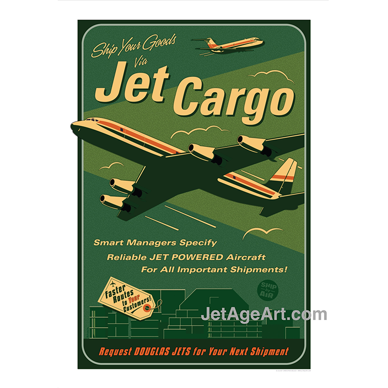 Jet Cargo Douglas DC-8 Poster — Jet Age Art