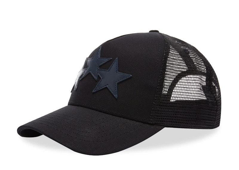 AMIRI 3 Star Trucker Hat Snapback Hat Black/Navy Blue Men's - SS22