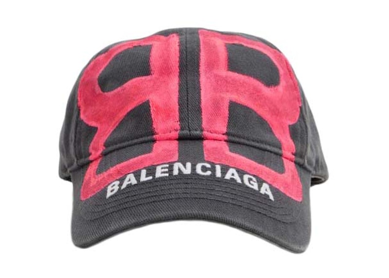 Balenciaga BB Sprayed Cap Baseball Cap Grey Pink Men's - US