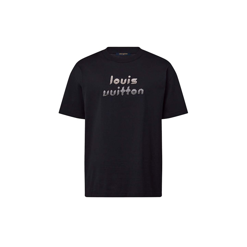 LOUIS VUITTON / Tシャツ/S/コットン/BLK Embroidered Signature