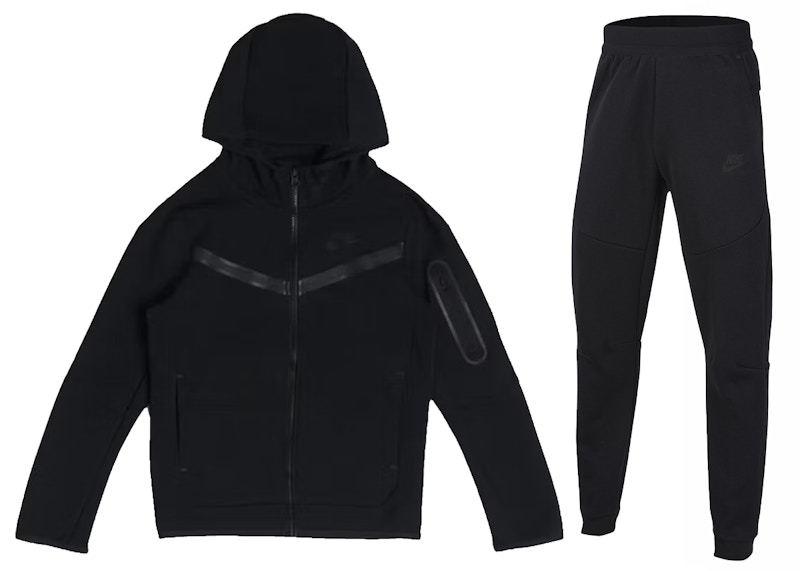 Nike Kids' Tech Fleece Full-Zip Hoodie & Joggers Set Black/Black