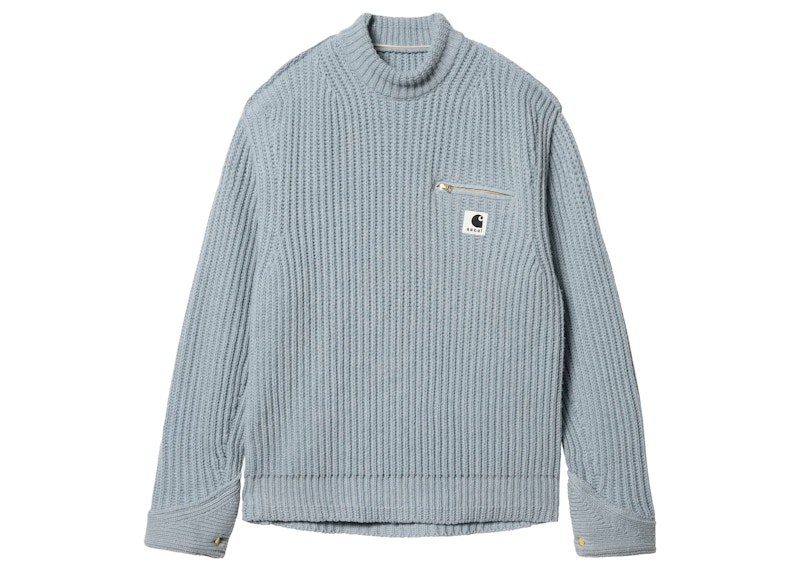 Sacai x Carhartt WIP Knit Detroit Pullover Light Blue Men's - FW23