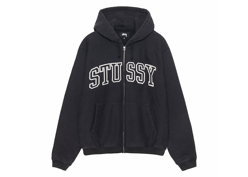 Stussy Outline Zip Hoodie Washed Black Men's - SS24 - US