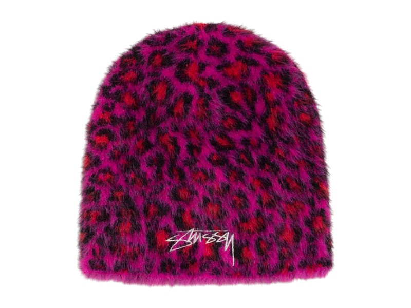 Stussy Leopard Skullcap Beanie Pink Men's - FW25 - US