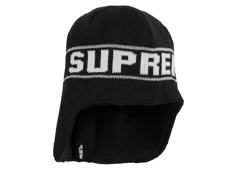 Supreme Earflap Beanie Black - FW23 - US