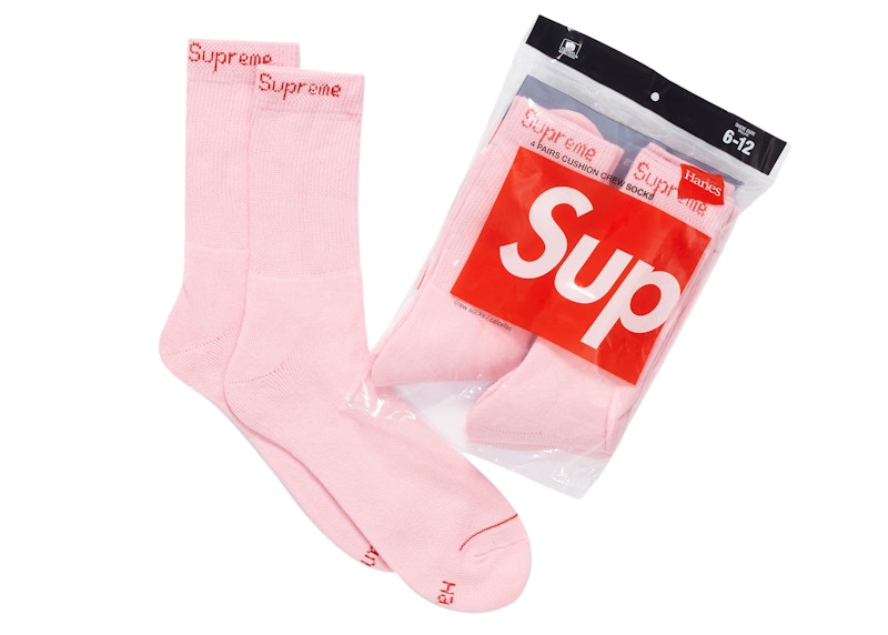 Supreme Hanes Crew Socks (4 Pack) Pink - FW21 - US