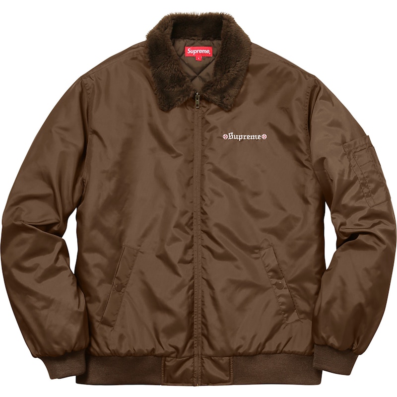 Supreme Independent Fur Collar Bomber Jacket Brown Men's - FW17 - US