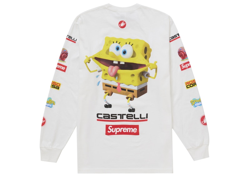 Supreme SpongeBob/Castelli Racing L/S Tee White Men's - SS25 - US