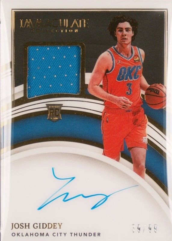 Josh Giddey 2021 Immaculate #107 Rookie Patch Auto /99 Price Guide