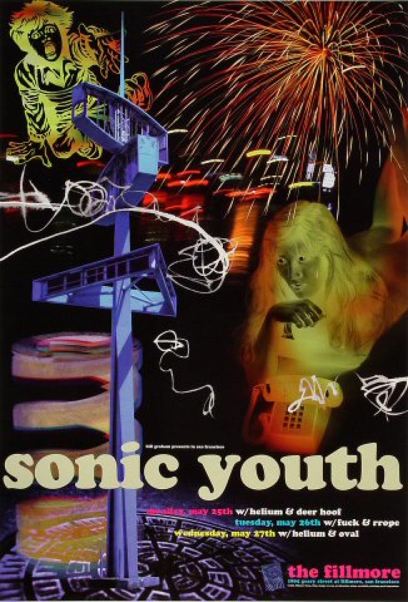 Sonic Youth Vintage Concert Poster from Fillmore Auditorium, May