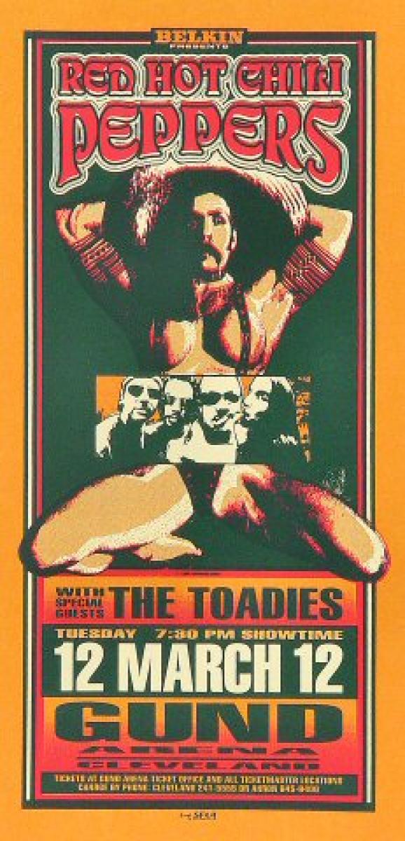 Red Hot Chili Peppers Vintage Concert Handbill from Gund Arena