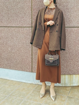 タグ付き LEja レーススリットAラインロングワンピースドレス BROWN