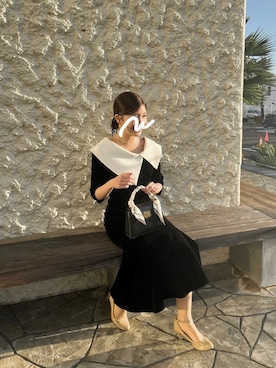 LEJA】配色アシンメトリービッグカラーベロアマーメイドシルエット