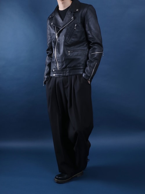 オブザネイジュスタイル襟付シングルライダースジャケット、ロンジャン