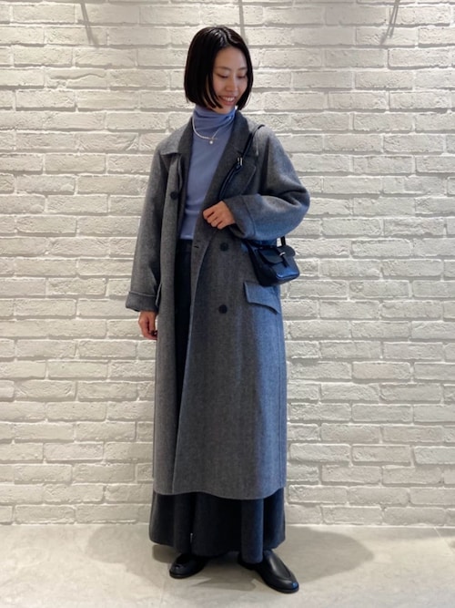 ヘリンボーンダブルフェイス ダブルブレストコート（チェスターコート