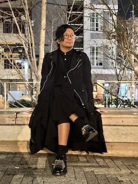 COMME des GARCONS HOMME PLUSのライダースジャケットを使ったメンズ