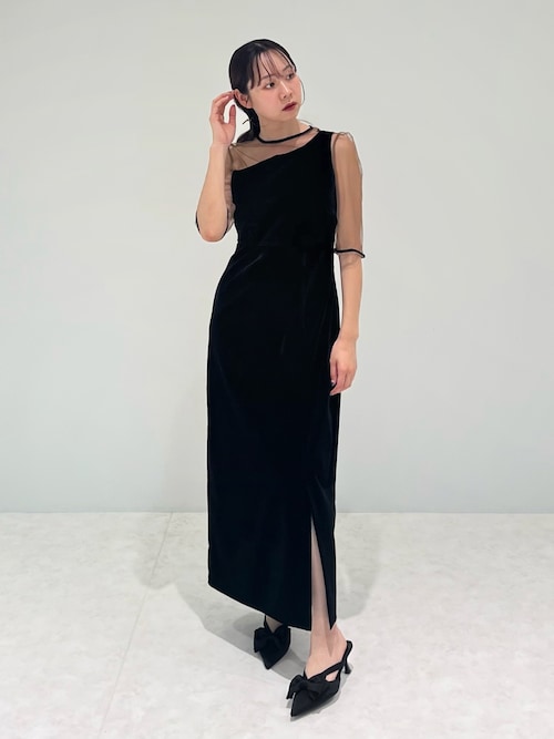 セール】【LEJA】アシンメトリーティアードフリル3WAYベロアIライン