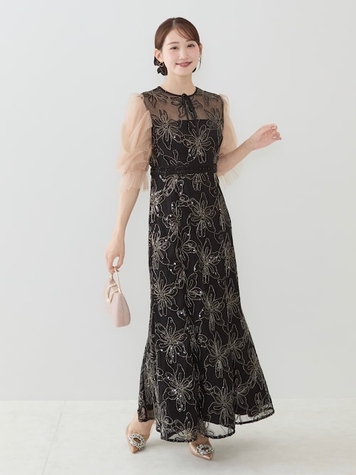 Leja（レジャ） ドレス 「LEJA」スパンコールフラワーリボンチュール