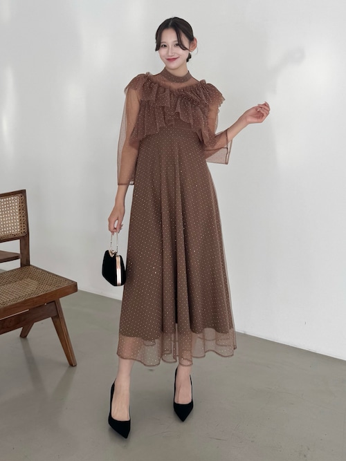 セール】【LEJA】2wayドットストーンギャザーチュールAラインドレス 2