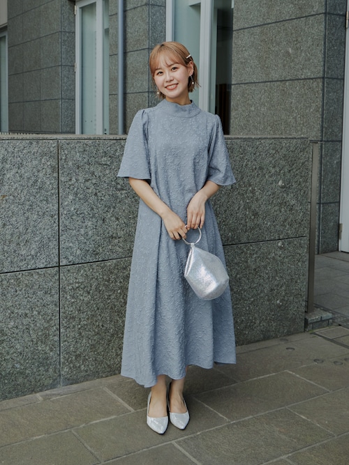 ジャガードAラインドレス マタニティ 妊婦 結婚式 パーティードレス