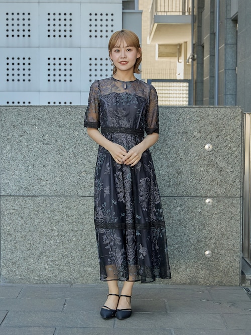 フラワーレースフレアドレス パーティードレス オケージョンドレス