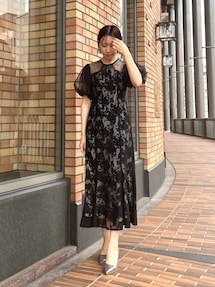LADYフラワージャガードレースワンピース｜ラグナムーン（LAGUNAMOON