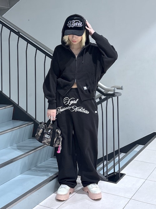 X-girl × Russell SCRIPT LOGO ZIP UP SWEAT HOODIE（パーカー