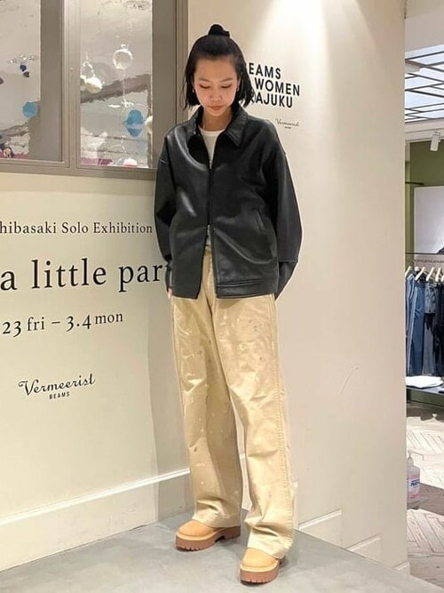 ワイドフィット レザー ジップブルゾン（ブルゾン）｜BEAMS（ビームス