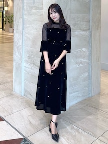 藤井サチコラボ】パールビジューベロアナロードレス｜ダズリン